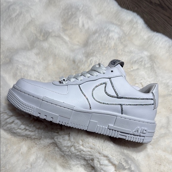 New Nike White Sneakers with Rhinestones Custom - Picture 4 of 11